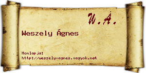 Weszely Ágnes névjegykártya